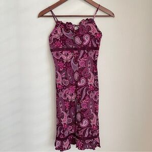 Y2K Limited Too Girl’s Pink Paisley Spaghetti Strap Dress Size 10 Fairy Summer